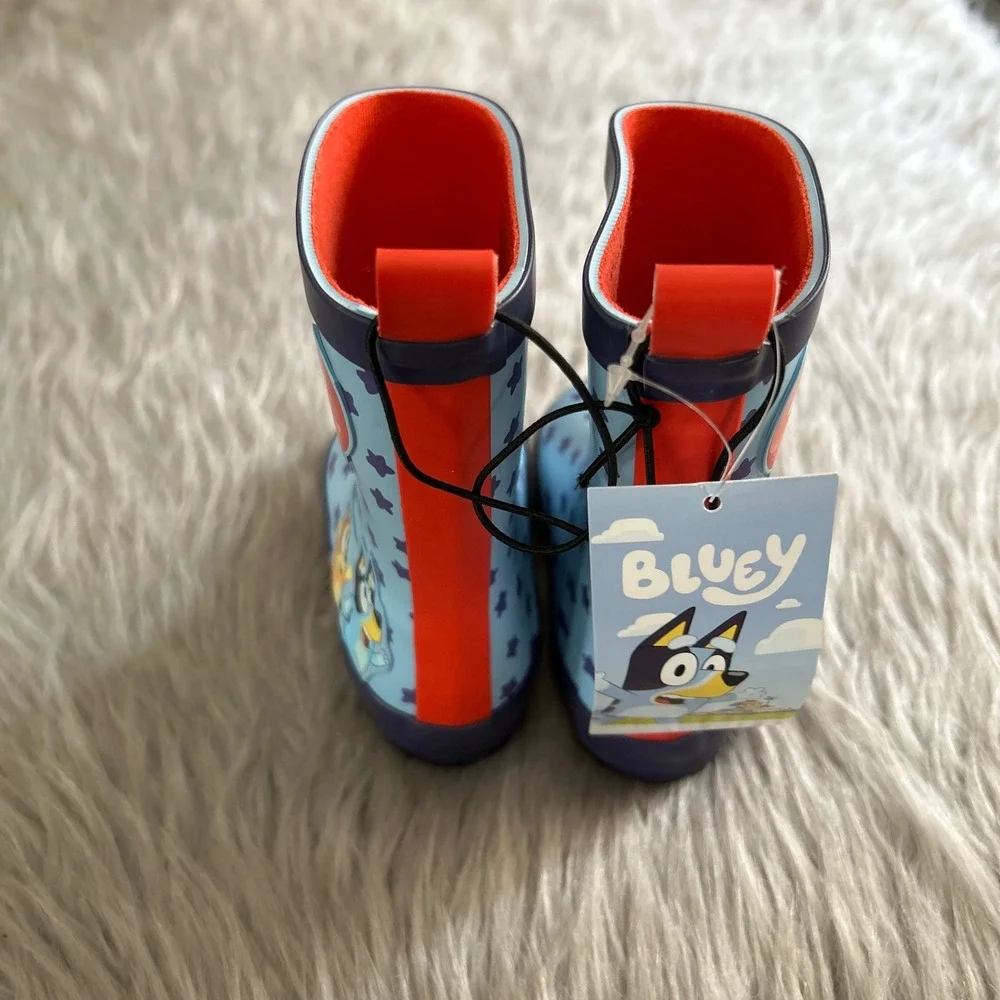 Bluey Ground Up Rain Boots Toddler Girls Size 5-6 Blue Slip On Shoes Boot